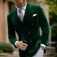 Velvet Double Breasted Blazer for Men Dinner Party Italian Style Smoking Prom Jacket Elegant Jacket for Wedding Party