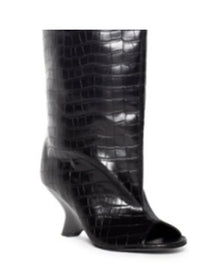 2025 Spring and Autumn Women's Fish Mouth Thick High Heels Knee Length Women's Boots Fashion Slope Heel Large Summer Cool Boots