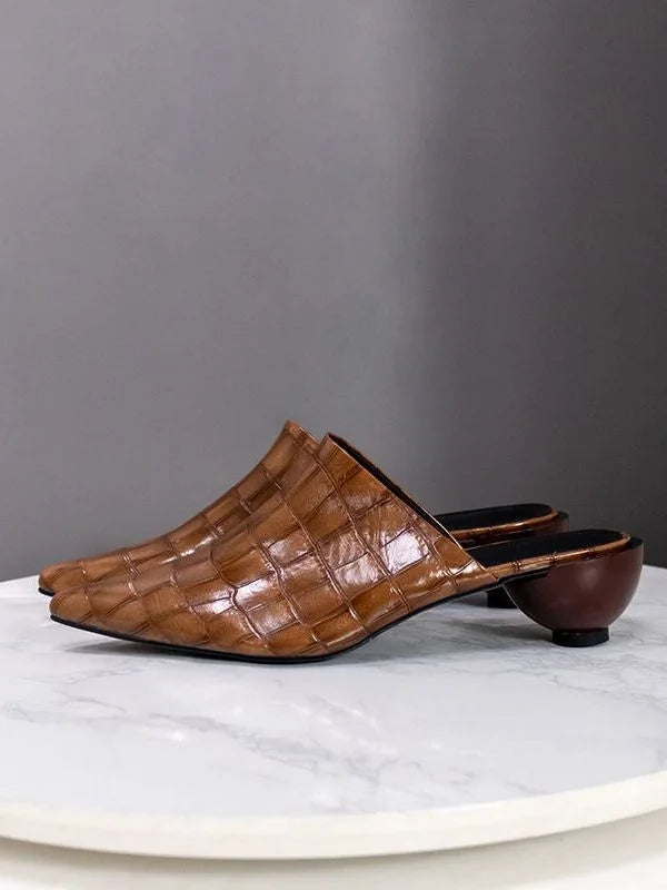 Sandals New European American Lady Slides Sexy Pointed Toe Ball Heel Slippers All Matched Women Summer Shoes Female Mules Shoe