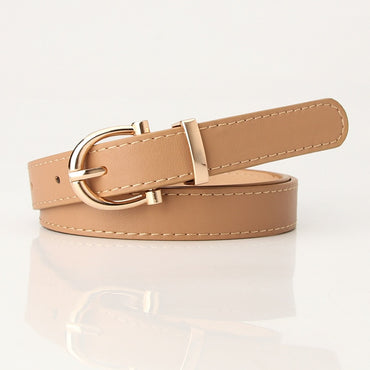 2023 Women Belts New PU Leather Simple Metal Buckle Belt