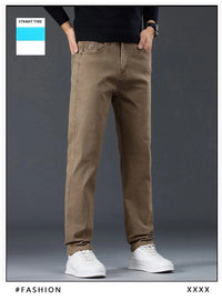 Male Brand Jeans Clothing Light Luxury Stretch Looes Fit Pants Comfortable Soft Business Fashion Straight Casual Denim Trousers