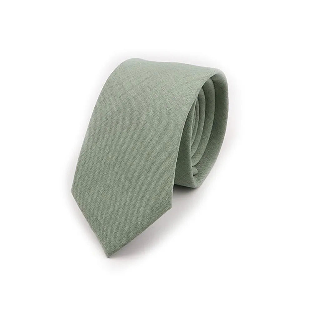 Solid Color Handmade Cotton Ties Men Necktie Striped Narrow Collar Slim Pink Sage Green Casual Tie Wedding Suit Accessories Gift