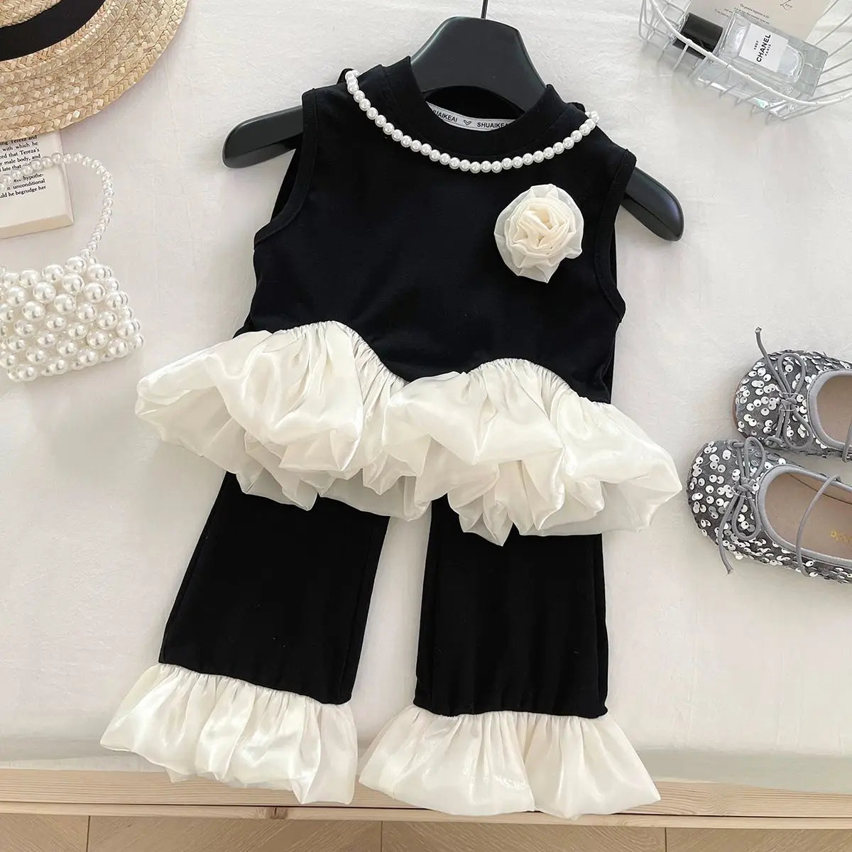 2025 Baby Girls Summer Clothing Set 3D flower ruffles T Shirts+pants,Fashion Kids Children Brithday Princess Clothes 소녀 세트
