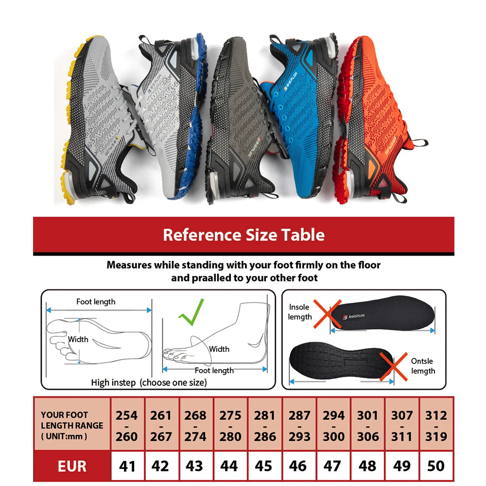 Baasploa Men Professional Running Shoes Breathable Training Shoes Lightweight Sneakers Non-Slip Track Tennis Walking Sport Shoe