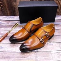 Classic Mens Monk Strap Formal Shoes Genuine Leather Business Double Buckle Luxury Gentleman Office Dress Shoes for Men