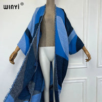 WINYI winter coat Africa women Retro Geometric print Luxury Fur Loose OverCoat Thick Warm long down coat Europe cardigan jacket