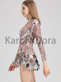 Bestselling Mirror Party Evening Dress Women Long Sleeve Stretch Mini Dress  Party Prom Women's Celebrate Dress Stage Costumes