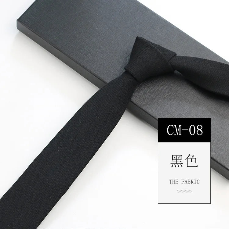 Classic 6cm Solid Navy Brown Neckties For Men Narrow Soft Cotton Neck Ties Casual White Tie Club Party Shirt Accessories Cravat