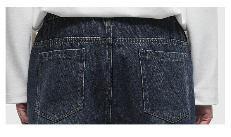 Fashion Men's Straight Jeans 2025 Autumn New Elastic Waist Retro Distressed Washed Jeans Men's Straight Casual Pants