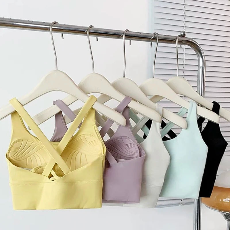 Women's High-Intensity Shock-proof All-in-one Sports Bra for Running Yoga Fitness Professional Huddle Top for All Seasons