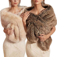 Winter Women Fur Capes Cloak Wedding Faux Fur Bolero Stole Warm Shawl Wraps Bridal Jacket Formal Evening Party Warm Scarf 2022