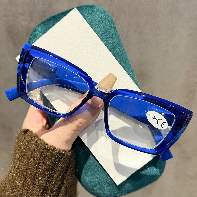 Men Women Small Square Frame Reading Glasses Fashionable Trendy Ultralight Presbyopia Retro HD Far Sight Eyeglasses Plus Diopter
