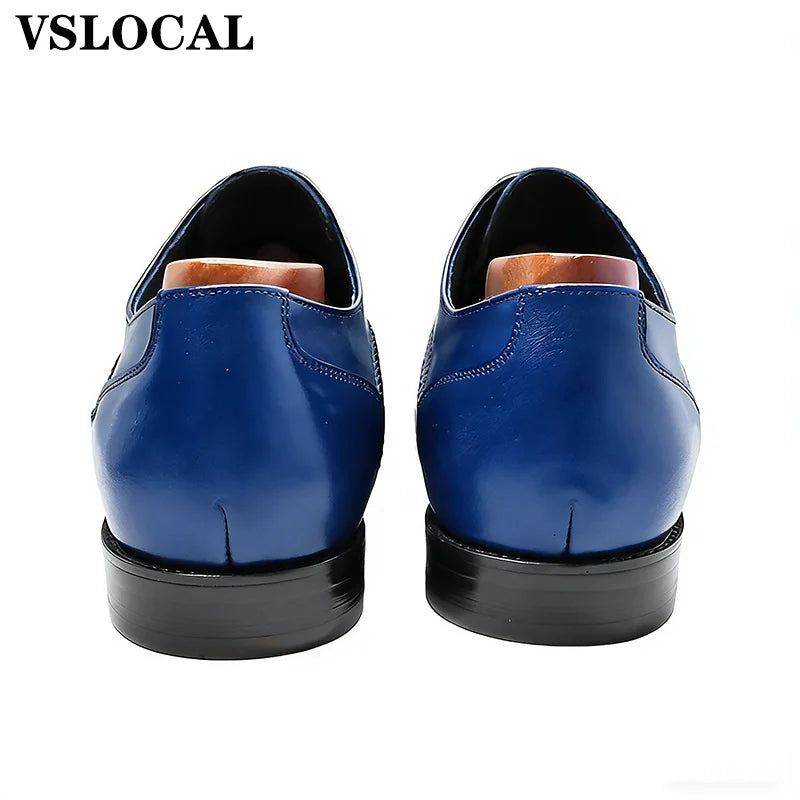 Luxury Men Leather Shoes Lace Up Pointed Toe Weaving Decoration Black Oxfords Mens Dress Shoes Wedding Office Shoes Men