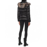 Fox big fur collar hooded Women's winter down jacket Classic model white duck down filling waist belt Slim short women's jacket