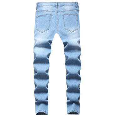 Men Holes Stretch Skinny Beggar Jeans Pants Spring Street Ripped Distressed Male Pencil Denim Pants