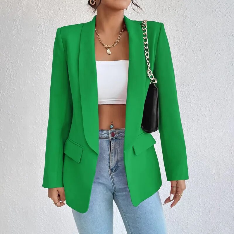 Fashion Spring Traf Women's Jacket 25 34 Solid Polyester Cotton Non Strech Long Sleeve Office Lady Blazers New In Outerwears