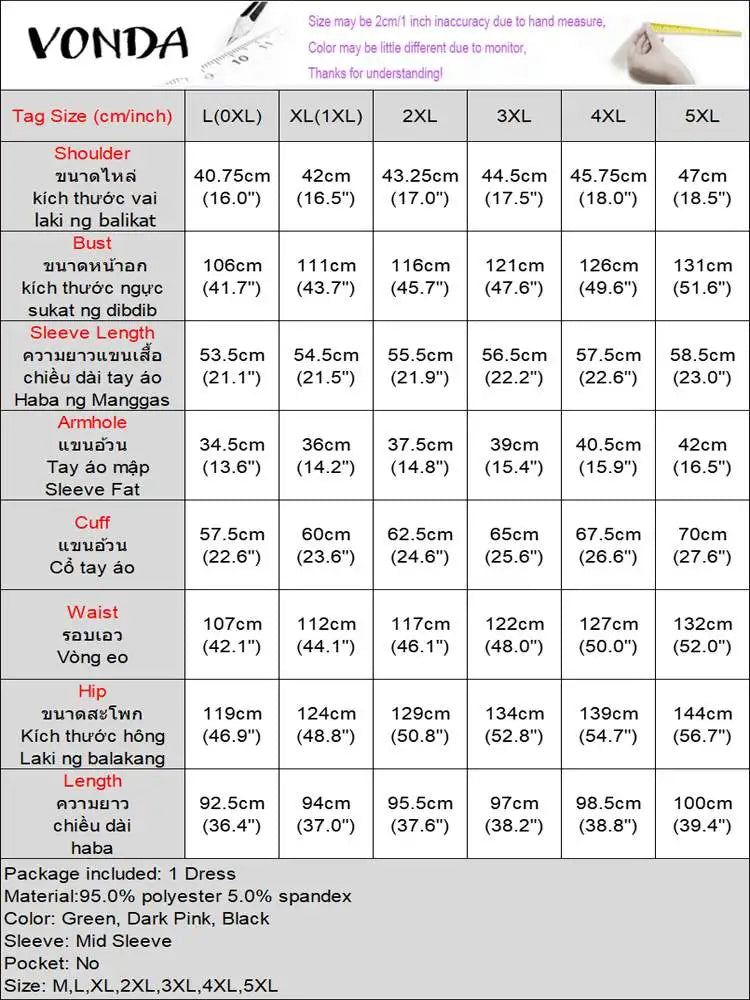 Plus Size 5XL VONDA Women Dress 2024 Fashion O-neck Elegant Mini Dresses Casual Half Flared Sleeve Sundress Bohemian Vestidos