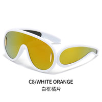 2023 New Fashion One Piece Big Frame Goggles Oversized Oval Sunglasses Women Men Trendy Hip Hop Sun Glasses