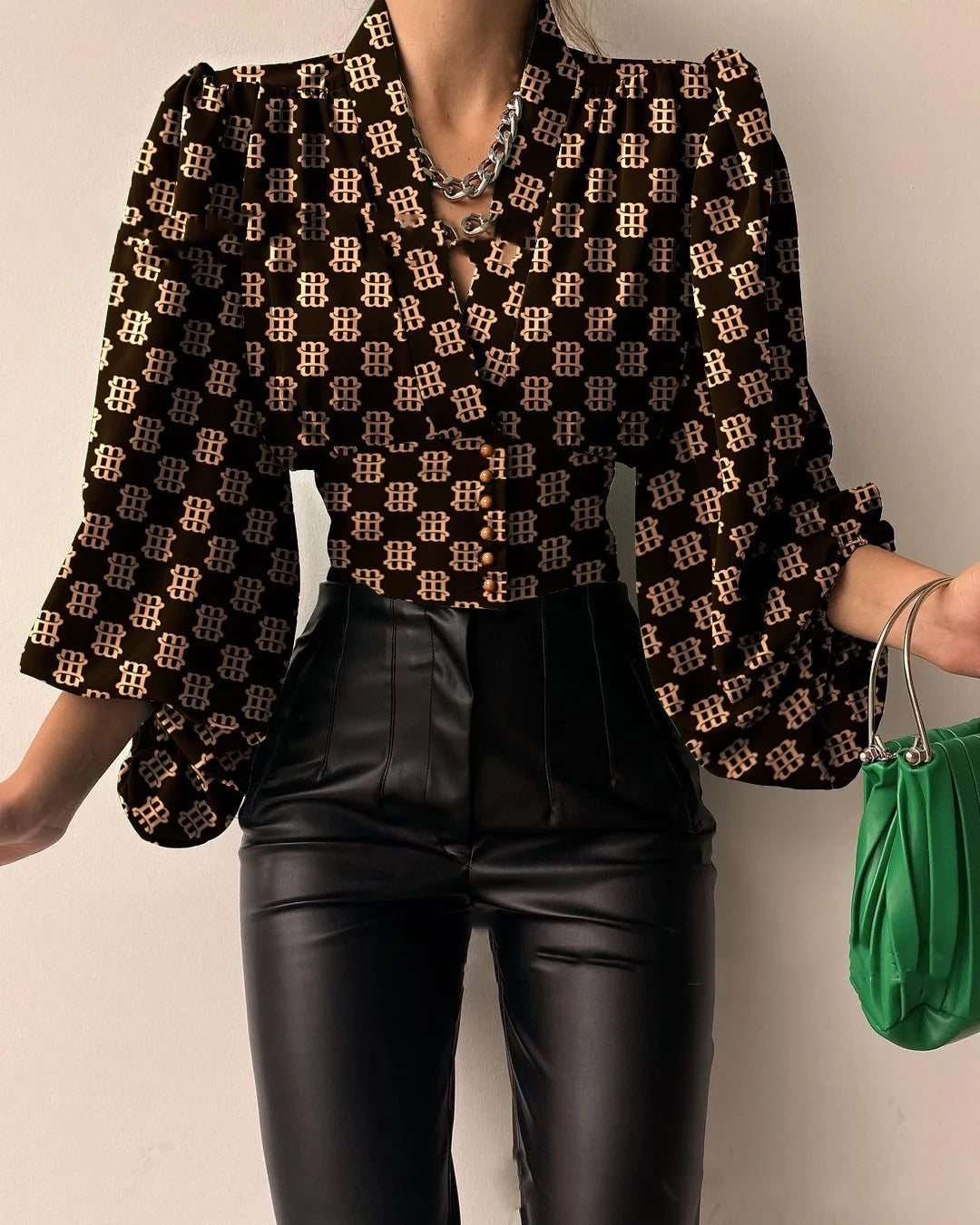 Women's Blouse Sexy Irregular V Neck Blusas Fashion Lantern Sleeve Solid Autumn Elegant Streetwear Casual Loose Tunic Top