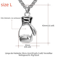 U7  Boxing Necklace for Man 24&quot; Wheat Link Chain Gloves Stainless Steel Sport GYM Fitness Fighting Pendant Sporty Punk Jewelry