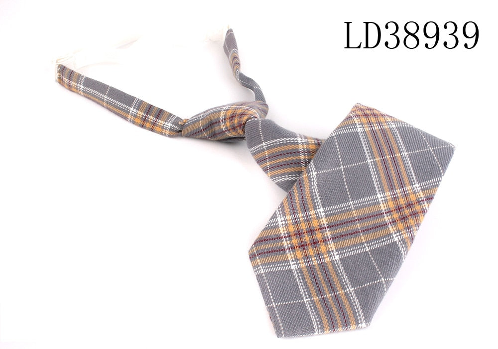 Skinny Ties For Men Women Casual Plaid Necktie Suits Boys Girls Ties Slim Men Necktie Gravatas Simple Lazy person Student Tie