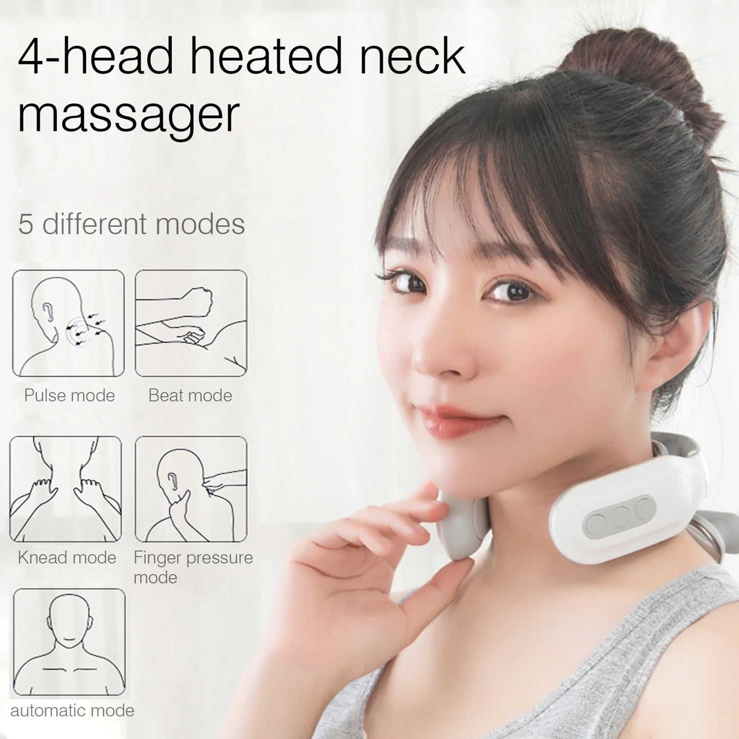 Neck Massage Machine 4 Head And Neck Protection Heating Machines Breathing Light Vibration Hot Compress Cervical Spine Machine