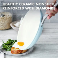 Padova Ceramic Non-Stick 10-Piece Cookware Set, Light Blue