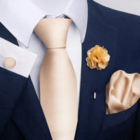 Brand Fashion Luxurious Green Floral Necktie Pocket Square Cufflinks Brooch Set Man Suit Accessories Birthday Present