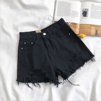 Ripped Women Denim Shorts Korean Chic High Waist Female Casual Shorts Summer New Pockets Solid All Match Ladies Wide Leg Pants
