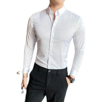 Hot Sale Long Sleeve Men Dress Shirts Simple All Match Business Formal Wear Slim Fit Casual Office Blouse Homme Plus Size 5XL-M