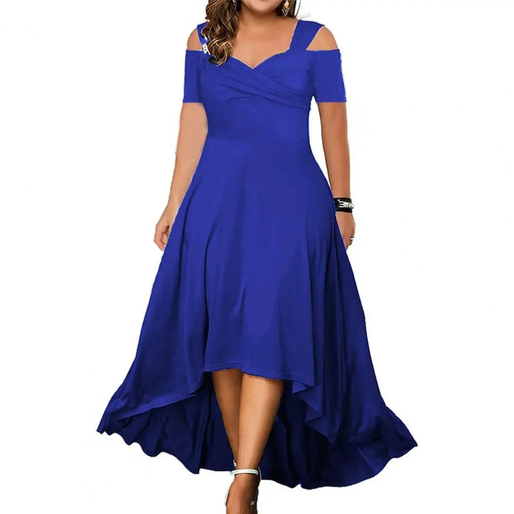 Sexy Off-Shoulder Summer Long Dress V-neck Flared Large Hem Slim Fit E Mega Mart Center Sexy Off-Shoulder Summer Long Dress V-neck Flared Large Hem Slim Fit E Mega Mart Center
