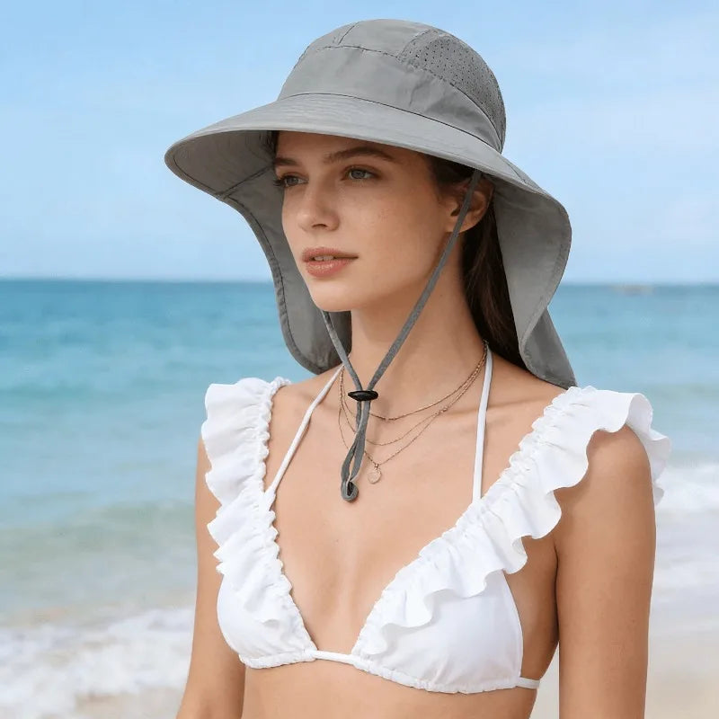 Women UPF50+ Sun Hat Neck Cover Wide Brim UV Protection Outdoor Hiking Fishing Beach Bucket Hat Cycling hat Fishing hat