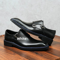 Genuine Leather Men's Oxford Shoes Trendy Buckle Design Square Toe Business Formal Rubber Sole Adult Footwear from Mainland Chin