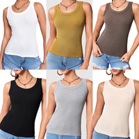1/3 Pcs Ladies Solid \ Suspender Vest Sexy Round Neck Sleeveless T-shirt Comfortable And Fashionable Women And Teenagers Vest