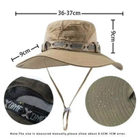Men Bucket Hat Outdoor UV Protection Wide Brim Panama Safari Hunting Hiking Hat Mesh Fisherman Hat Beach Sunscreen Cap