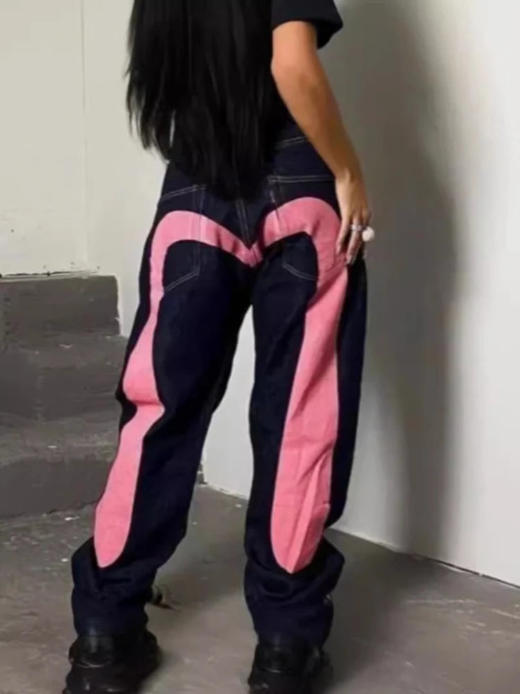 European and American hip-hop jeans men and women printing four seasons trendy trousers Gothic Y2K high street spring and summer