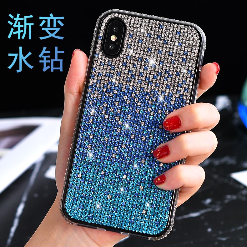 Flash diamond three-color gradient Phone Case For iPhone 14 13 12 mini 11 Pro Max 8 7 Plus XR XS X Wear-Resistant Glitter