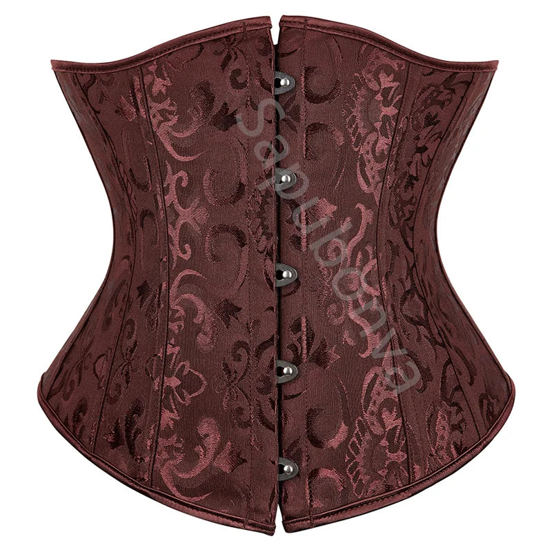 Pink Corset Underbust Top Wome Plus Size Waist Cincher Sexy Gothic Corpete Corselet Fashion Black White Red Blue Rose