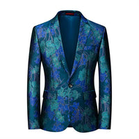 New Men Fashion Flower Suit Luxury Jacquard Jacket Homme Wedding Ball Party Single Button Blazer Singer Stage Performance Coat