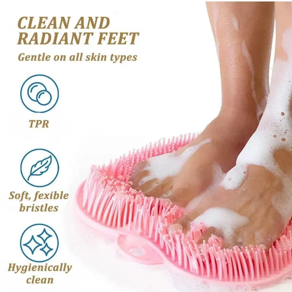 Foot & Back Scrubber Body Shower Brush Reusable Silicone Brush Foot Wash Mat Multifunction Sucker Wall Mat Foot Bathing Tool