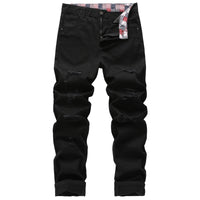 Men’s Slim Fit Ripped Black Jeans Distressed Casual Pants Streetwear Fashion Trousers USA Flag Print Waistband