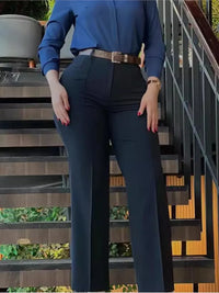 Women's Pants Spring Autumn High Waist Straight Leg Work Pants New Fashion  Solid Long Pants Slim Fit Elegant Pants Female