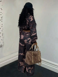 Ed Hardy Skull & Heart Print Cropped Hoodie and Wide Leg Pants Set - Gothic Streetwear