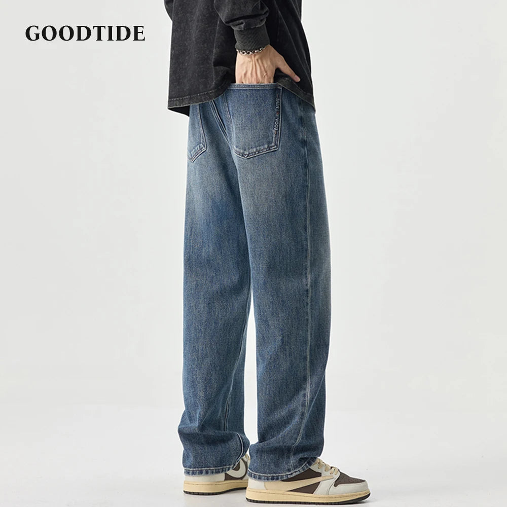 Y2K Vintage Baggy Jeans for Men Straight Fashion Streetwear Loose Denim Trousers Male Brand Clothing Oversize Wide Pants Korean