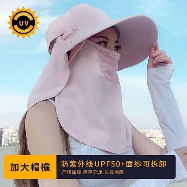 2025 Summer Wide Brim UPF 50+ Sun Hat With Face Cover - Full Coverage UV Protection Bucket Hat -Outdoor Beach Travel