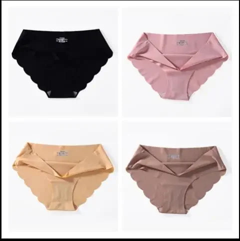 4 PCS/Lot Seamless Panties for Women Plain Panties Slip Silk Female Underwear Soft Thin Light Panti Culotte Femme Underpants