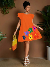 Round-neck Printed Women's Casual Dress