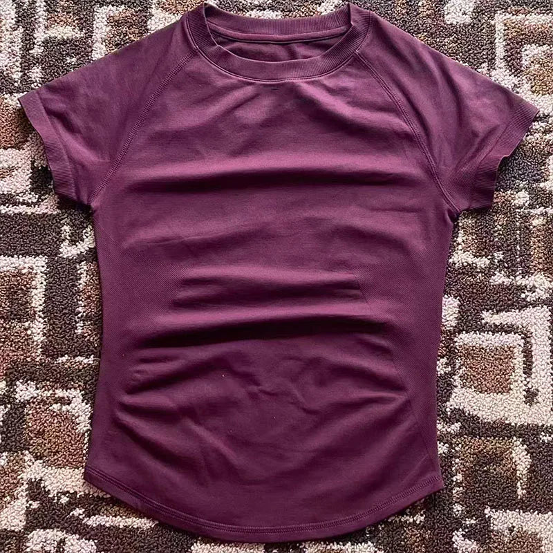 Impact L0g0DF Short Sleeve Top Women Running Sports T Shirt Summer Short Sleeve Round Neck Breathable Stretchy Gym Yoga Fitness