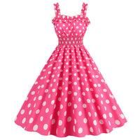 Elegant Women Pink Polka Dot Dress Summer Robe Hepburn 1950s 60s Vintage Sexy Halter Rockabilly Retro Party Dresses 2026 Vestido