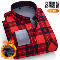Winter Warm Men's Plaid Shirts Thickened Flannel Casual Menswear Long Sleeve Plus Size Office Workwear Casual Male Check Shirts